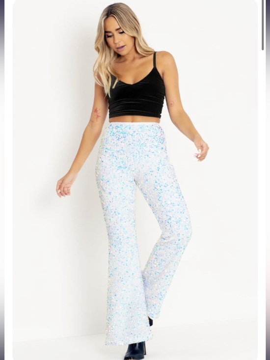 Blackmilk Pants - Blackmilk Sparkle Sparkle Holo Sequin Velvet HW Flare Pants
